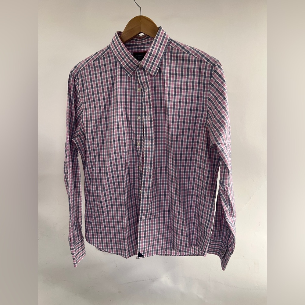 UnTuckit Long Sleeve Plaid Button Down - Pink/Blue/White - Size Medium